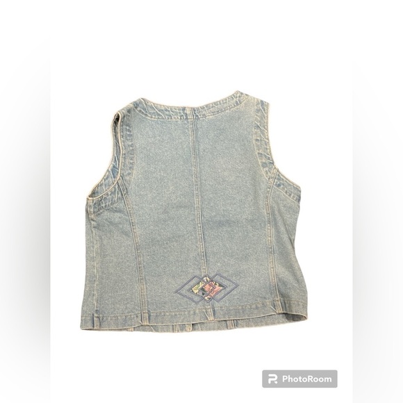 Vintage 90s Appliqué  Light Blue Jean Vest By California Concepts Size Large - Picture 10 of 10